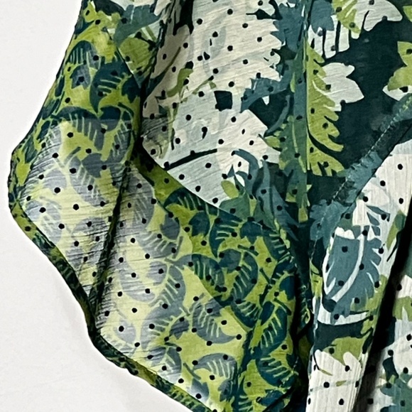 DKNY JEANS Smocked Sheer Lined Botanical Pattern Blouse - S - Picture 5 of 11